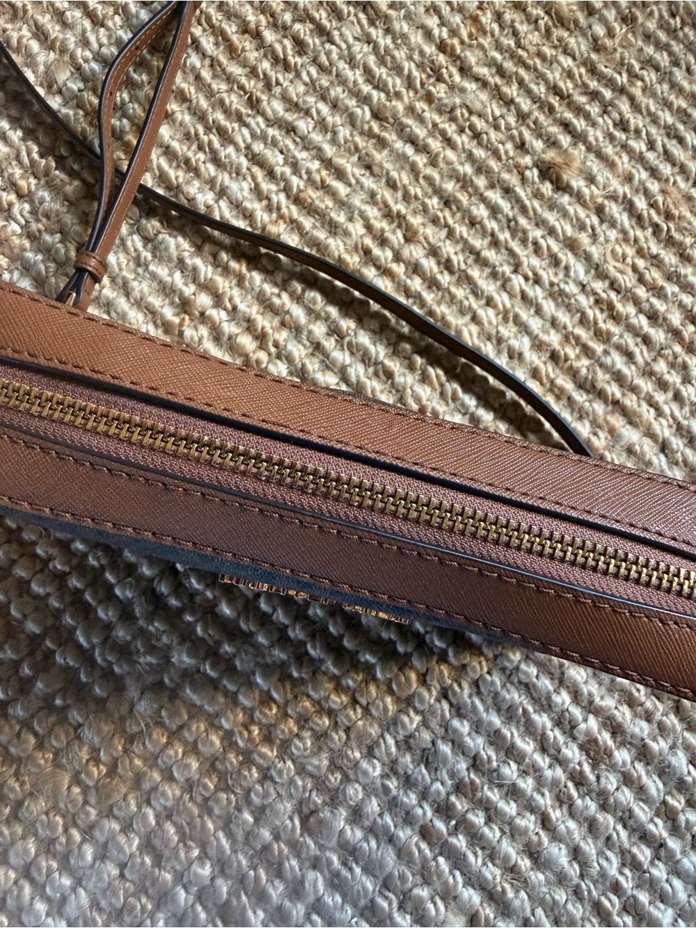 ⚜️ MICHAEL KORS SIGNATURE LOGO CROSSBODY BAG BROWN MONOGRAM GOLD CHAIN ⚜️ - Picture 13 of 14